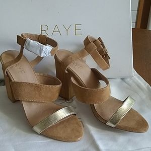 RAYE tan suede heeled sandles